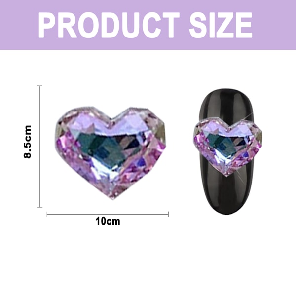 20 stk. Neglekunst Rhinestones Diamanter 8,5 * 10 mm Hjerteformet Glansfuld Glaskrystal Rhinestones til 3D Negledekorationer Tøj Smykker Tasker DIY Håndværk