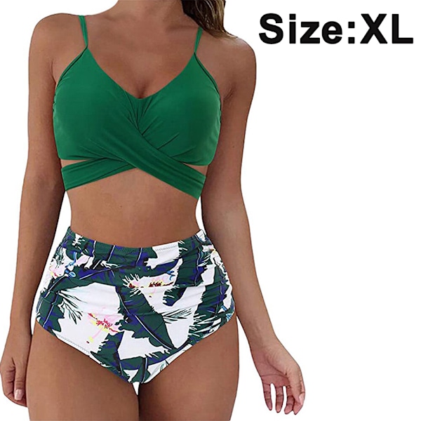 Bikiniset för kvinnor med hög midja, bandage, två delar, push-up, korsmönster, dambadkläder