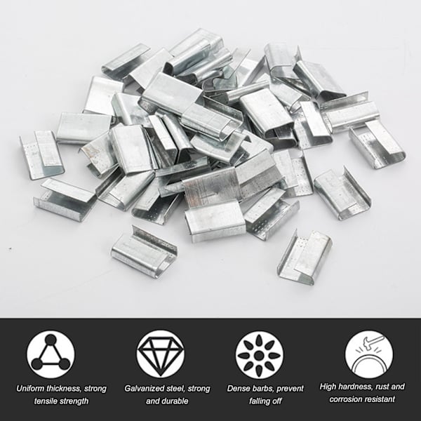 Metallspänne för spännband Galvaniserat stål Förpackningsöppningar för 16 mm plast PET-band