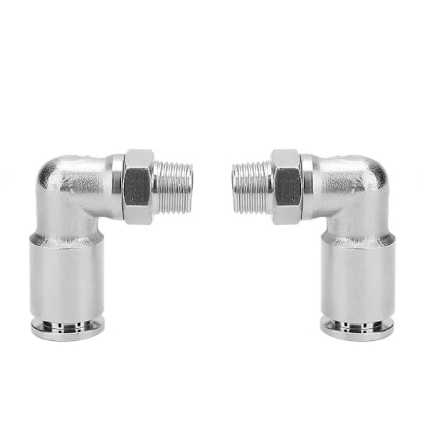 2 stk. All-kobber nikkelbelagte 8mm Pneumatisk Hurtigkobling+90 Grader BSPP Hantråd (1/8'')