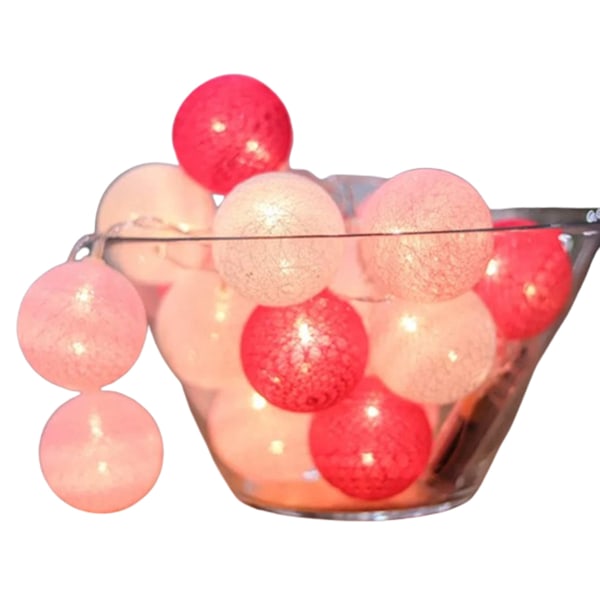 Cotton Ball String Lights, 20st LED Cotton Ball Lights, batteridrivna 3CM Cotton Ball Fairy Lights för alla hjärtans dag, bröllop, fest, hem