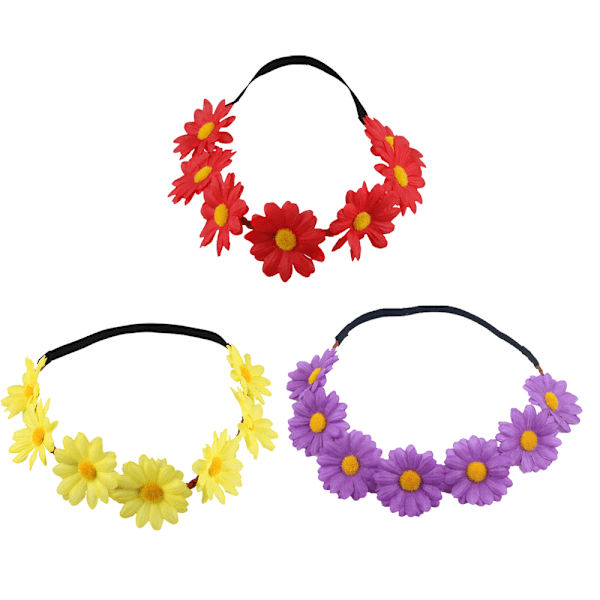 Mångafärgad Blomsterdiadem med Justerbart Elastiskt Band