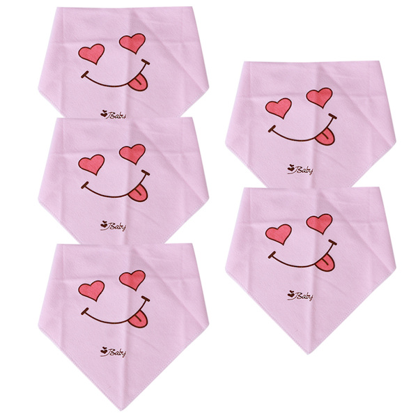 5-pack Baby Spädbarnsbandanas Unisex Mjuka Babysalivkläder Halsduk för Droolning Rosa