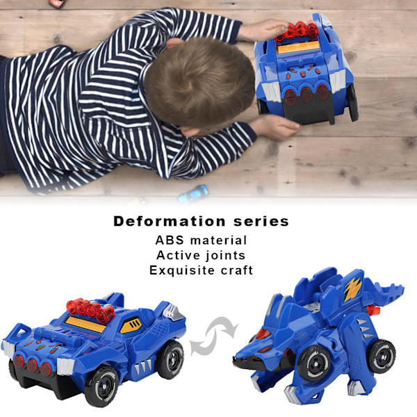 1:24 Dinosaur Deformasjon Bil Leke Inertial Glidning Pedagogisk Barn Bil Modell Blå