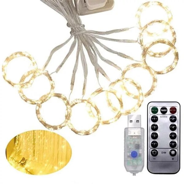 300 led gardinljus för sovrum, USB drivna ljusslingor med fjärrkontroll, vattentäta fönster Fairy Lights för julfest Bröllopshem