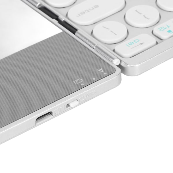 Round Key Bluetooth Vikbart Tangentbord med Touchpad Universell 140mAh Trådlöst 64-tangenters Vikbart Tangentbord Silver