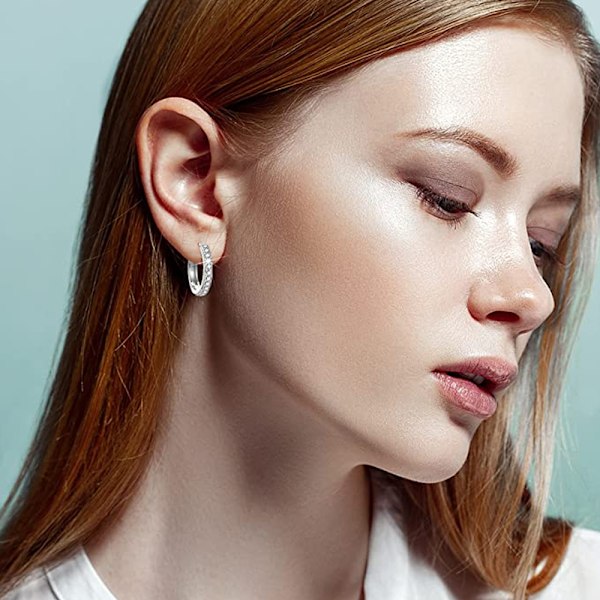 Hoop Øreringe S925 Sterling Sølv Cubic Zirconia Manschet Øreringe Fine Smykker Gave til Kvinder
