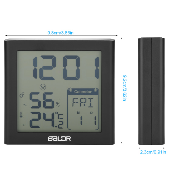 BALDR LCD-bakgrundsbelyst digital termometer hygrometer