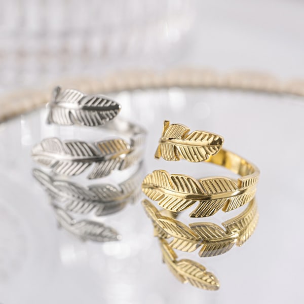 Moderigtig fjer ring, rustfrit stål ring