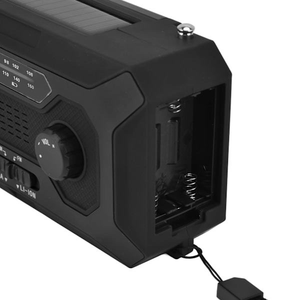 Håndsveiv Nød Væradio AM/FM Bytte Batteriindikator Lommelykt Solcelle Power Bank for Utendørs Camping Svart EU Versjon