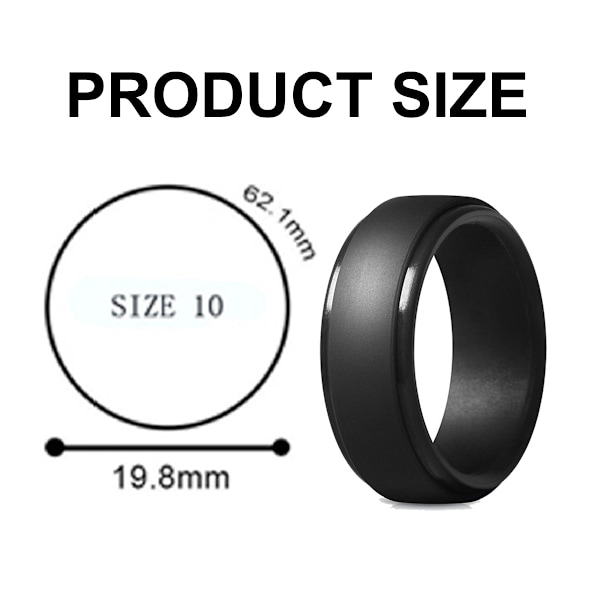 Silikonring til mænd, åndbar med luftstrømsriller - 8 mm bred - 2,5 mm tyk silikone vielsesring
