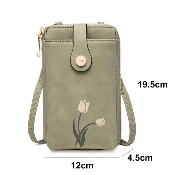 Tryckt blixtlås-spänne avslappnad dam axelremsväska vertikal crossbody väska