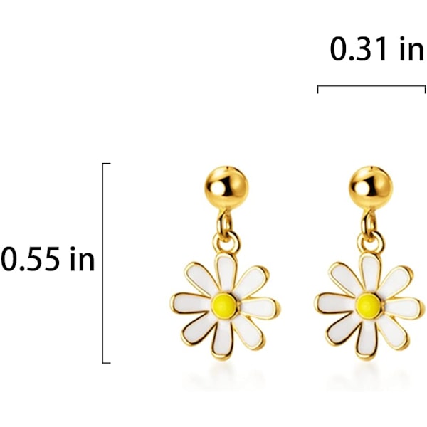 Sølv Daisy Øredobber Henger for Kvinner Jenter Liten Blomst Drop Øredobb Mini Ball Stud Øredobb
