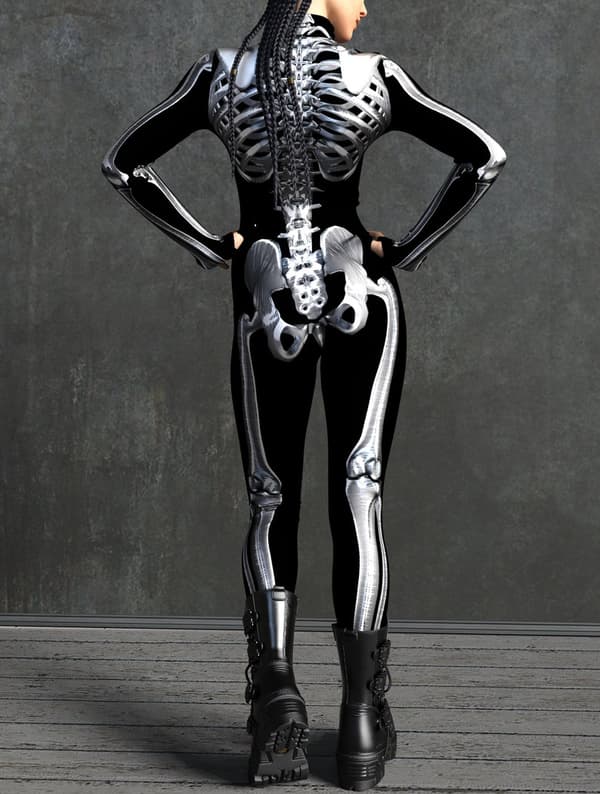 (M) Skeletkostume, Skelet Bodysuit
