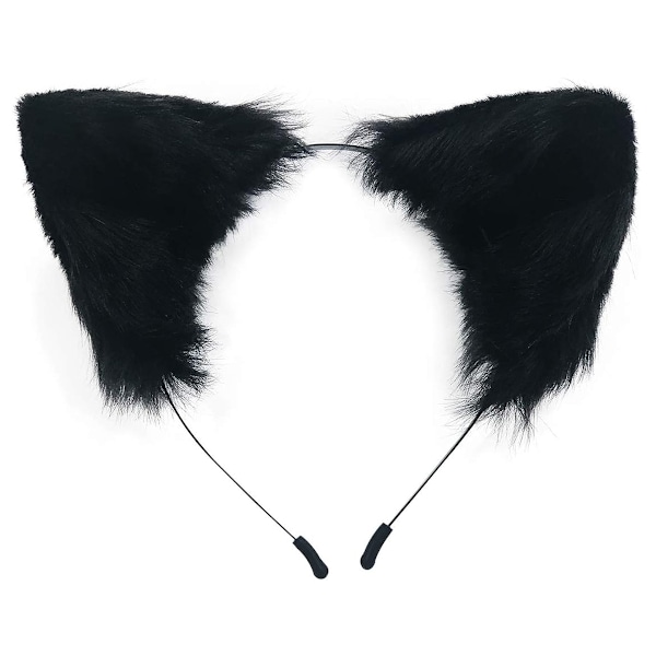 Katt Räv Fuskpäls Öron Hårband Söt Halloween Maskerad Hantgjorda Djur Päls Öron Hårbåge