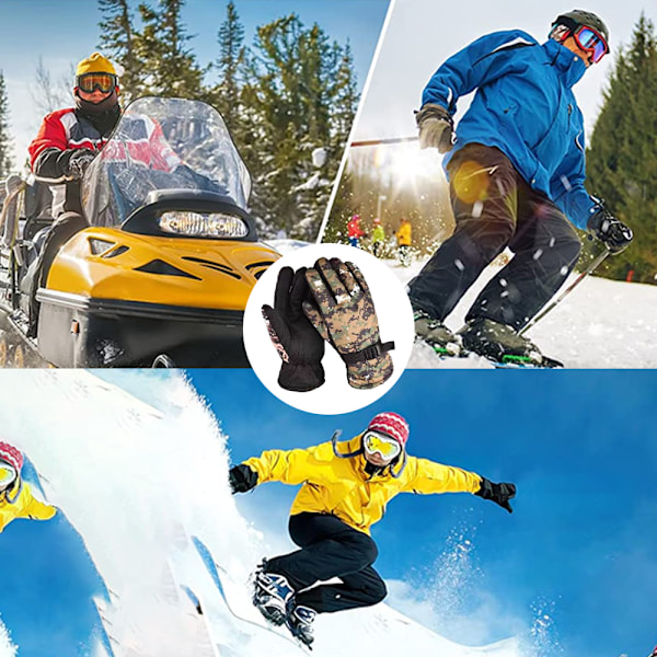 Efterårs- og vinterkamuflage ski varme handsker plus fløjl tyk mode
