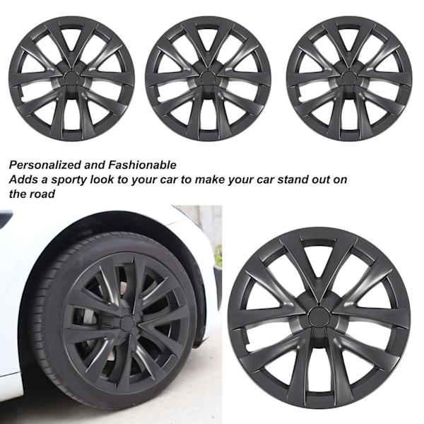 4 st 18 tum Hjulnavkapsel för Model S Plaid Stil Fullt Skydd Stark Struktur Ersättning för Tesla Model 3 2017 till 2023 Högkvalitativ Grå