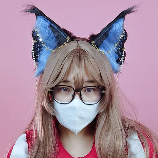 Fox Cat Butterfly Lange Pelsører Hår Hodeplagg Ulv Dyr Anime Halloween Party Kostyme