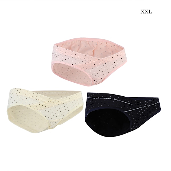 3-pack Gravida Underkläder med Låg Midja, Mammaunderkläder, Maglyft, Bomullsunderbyxor, Trosor (Marinblå, Gul, Rosa, XXL)