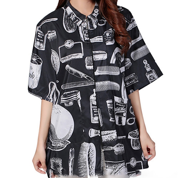 Barberjakke til mænd, frisørforklæde, vest, skjorte, vintage print