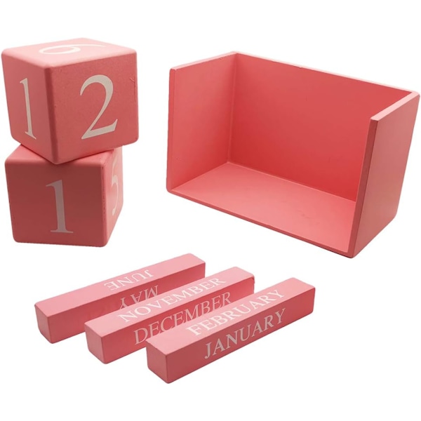 Träkalender med block - Evig blockmånadsskärm för hemmet eller kontoret, 6,1 x 3,9 x 2,9 tum$Kalenderblock - Trä, Evig