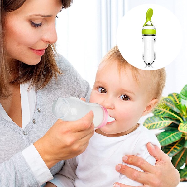 Babymatningssked i Silikon, Squeeza Matningssked för Småbarn, Matutmatningssked