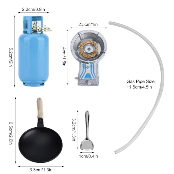 1:12 Dukkehuss Gaskomfur Pander Køkkenudstyr Kogegrej Sæt Simulation Mini Miniature Kogegrej Sæt til Dukkehuss Gaskomfur med Gryde og Ske Sæt