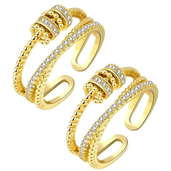 Anti-ångest Ringar för Kvinnor Män Unisex Justerbara Stackbara Snurrande Oro Ring