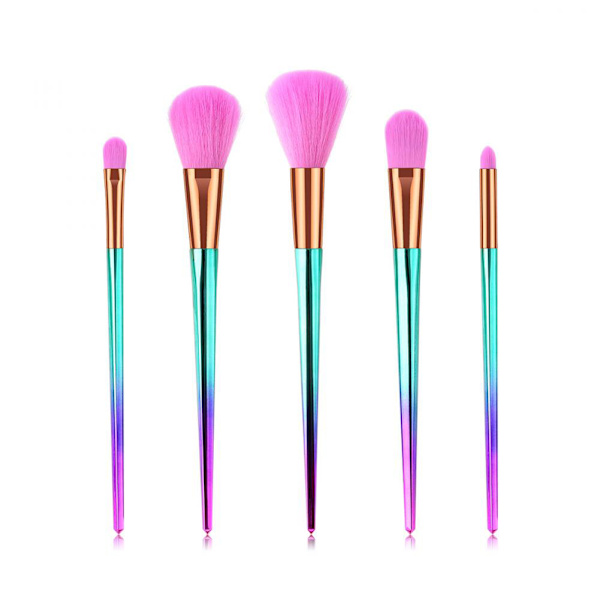 Lyxig Rosa Gradient Blå Makeupborste Mjuk Ansiktspulver Foundation Rougeborste