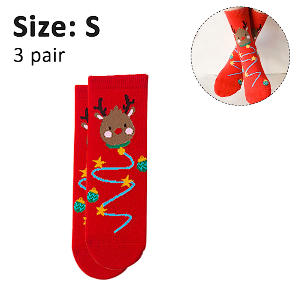 3 par söta barnstrumpor varma vinterstrumpor unisex bomullsstrumpor julklapp