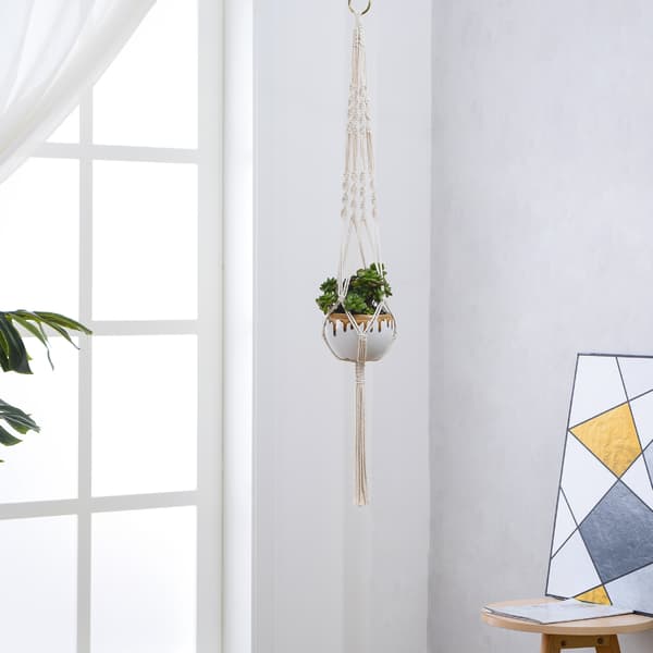 Hängande Macrame Växtställ 4-pack Bomullsrep Hängande Korg