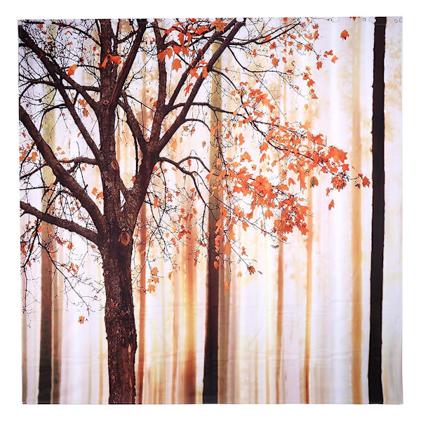 Bruseforhæng i stof, vandtæt, badeværelse, ahornmønster, polyester, 12 kroge, 180x200cm