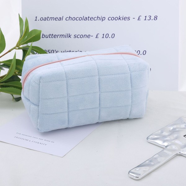 Plush sminkväska Kosmetikväska för kvinnor, dragkedja Stor enfärgad reseväska för toalettartiklar Reseväska för smink Toalettväska Tvättsväska