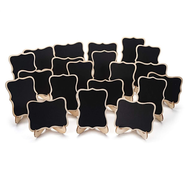 20-pack mini svarta tavlor skyltar med flytande krita markör, små trä tavla etiketter med stöd staffli, bordskort mat skyltar svarta tavlor för