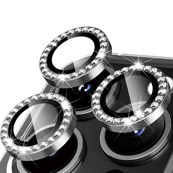 iPhone 13 Pro/13 Pro Max Linsskydd Bling Diamant Svart svart