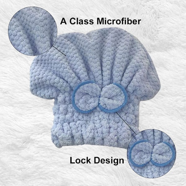 2-pack Mikrofiber Hår Torkningsmössor Mjuka & Ultraabsorberande