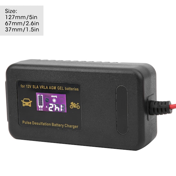 Bilbatteriladdare 12V 4A Motorcykel Intelligent Reparation Automatisk Laddning 100-240VEU-kontakt