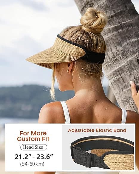 Damstråsolhatt, bred brätte UV-skydd, packbar hästsvansvisir för sommar utomhusresor Khaki Khaki