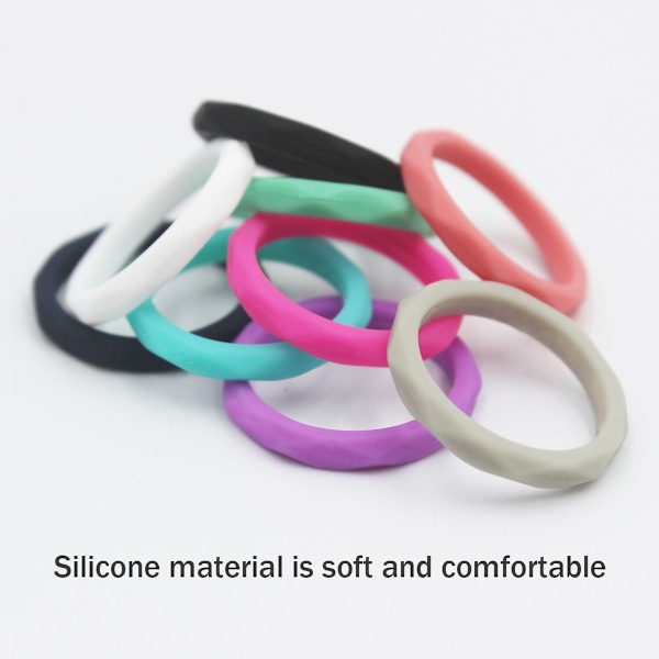 Silikonbröllopsring för kvinnor, 10-pack tunna och flätade gummiband, trendigt, färgglatt, bekväm passform, hudvänligt