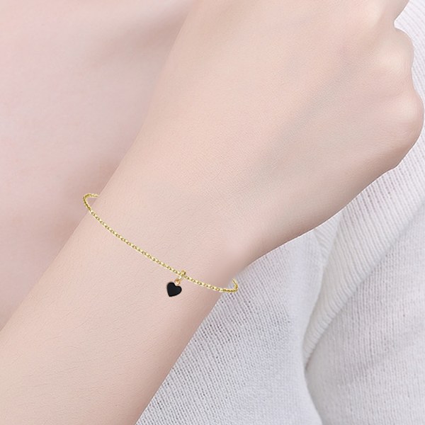 Rustfrit Stål Hjerte Kæde Armbånd og Ankler til Mænd Kvinder, Armbånd (15+5cm), ankel (21+5cm) Justerbar