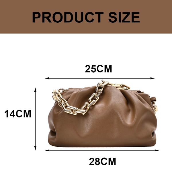 Kvinnors Kedjeväska Molnformad Dumpling Clutch Plisserad Axelväska Kedjeväska