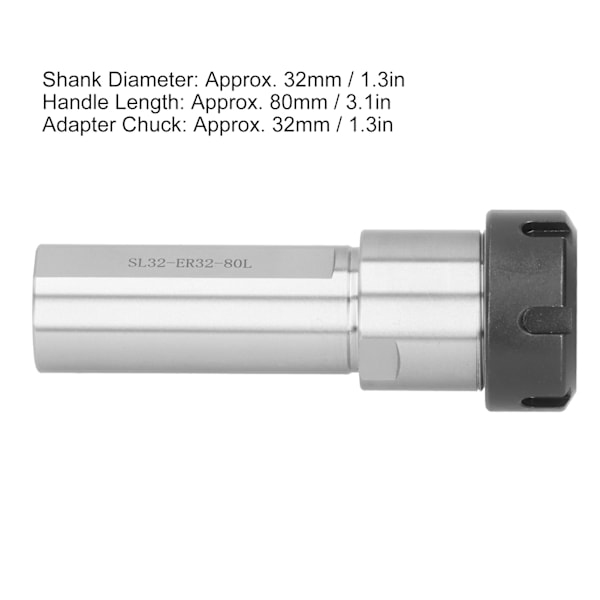 Collet Chuck -pidike Suora Varsi Jatkevarsi CNC Sorvi Koneen Napautus Työkalu SL32‑ER32‑80L