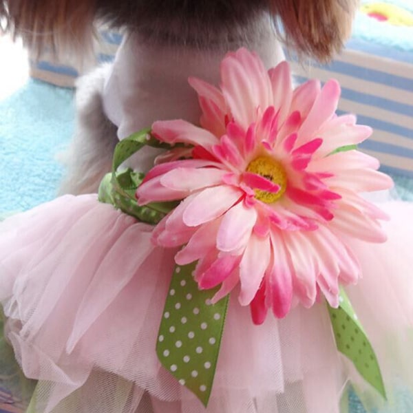 Blommig gasväv Tutu hundklänning väst kläder kjol kläder husdjur valp rosett prinsesskläder för hundar och katter