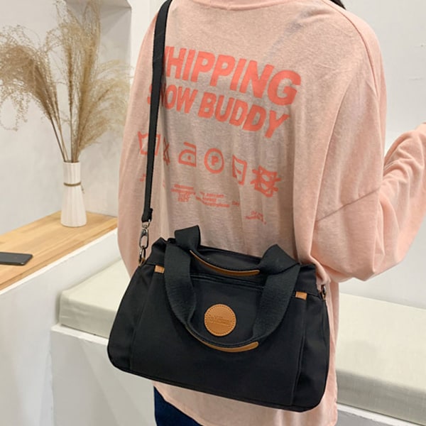 Damväska i Canvas, Vintage Arbetsväska med Flera Fack, Modeaxelväska, Casual Canvas Crossbody-Väska