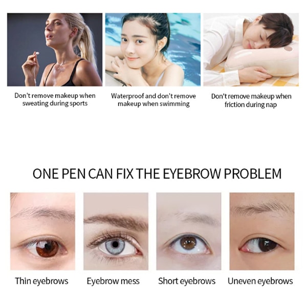 2 st Eyebrow Pencil, Vattentät Eyebrow Makeup med Dubbla Ändar, Brynförbättrande Kit med Eyebrow Brush