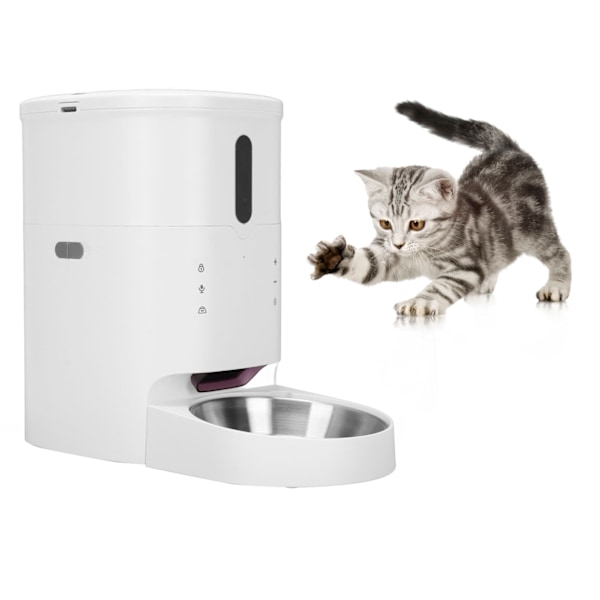 Automatisk Husdjursmatare med Tidtagning, Jamskydd, Avtagbar Smart Dispenser för Torrfoder till Hund och Katt med Knapplås