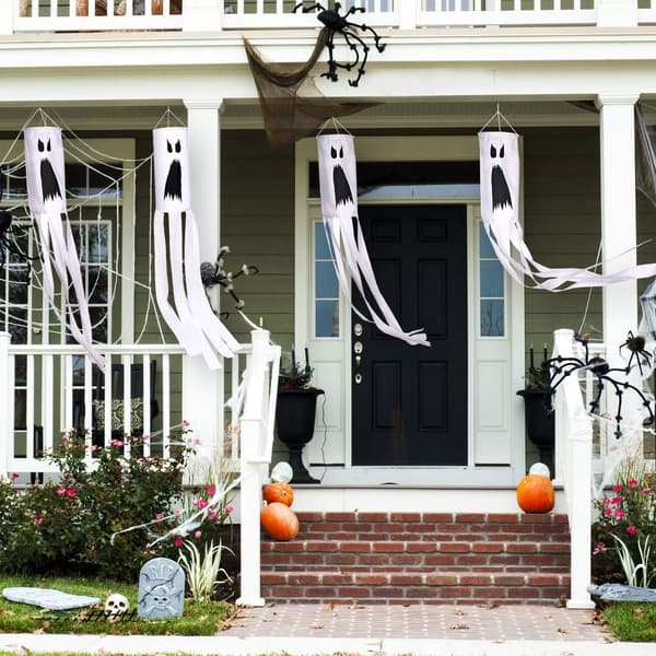 QQ-4 stk Spøgelsesvindstrømper Halloween Flag Dekorative Hængende Vindstrømper[TT]