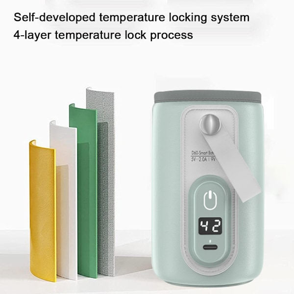 USB Bärbar Flaskvärmare för Bebis Bröstmjölk, Snabb Laddning och Noggrann Uppvärmning av Bil- och Reseflaskvärmare, Automatisk Isolering Flaskvärmare