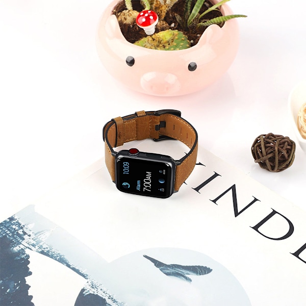 Kompatibel med Apple Watch Rem 38-40mm /42-44mm, Ægte Læder Udskiftningsrem Kompatibel med Apple Watch Serie 5/ 4/3 /2 /1