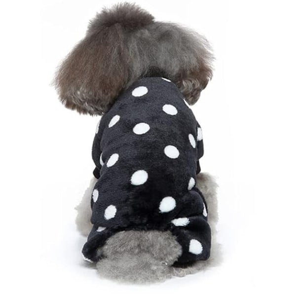 Prik Sweatre til Små Hunde, Fleece Hvalpe Pjs Jammies, 4 Ben Hundetøj, Vintervarme Onesies Jumpsuit Tøj til Kæledyr (Sort)